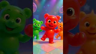 Ositos De Gominola Rojo, Verde Y Naranja Bailan En La Discoteca