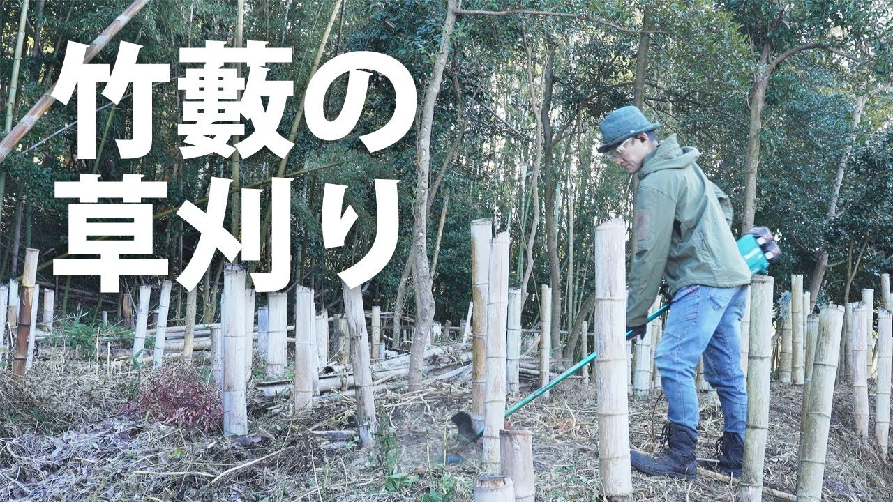 36vマキタ電動草刈機にナイロンコードで竹藪の草刈り - YouTube
