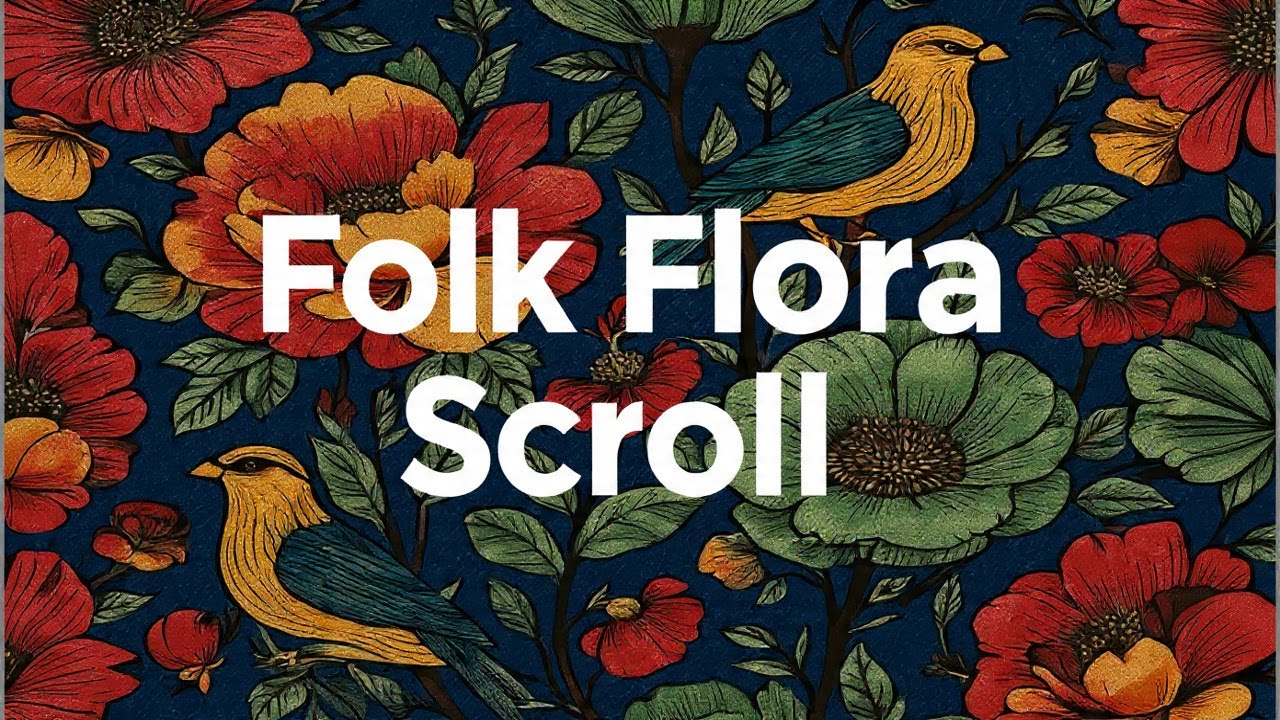 Rough Rider Typography: Folk Flora Scroll - Bold Tapestry Pattern Art