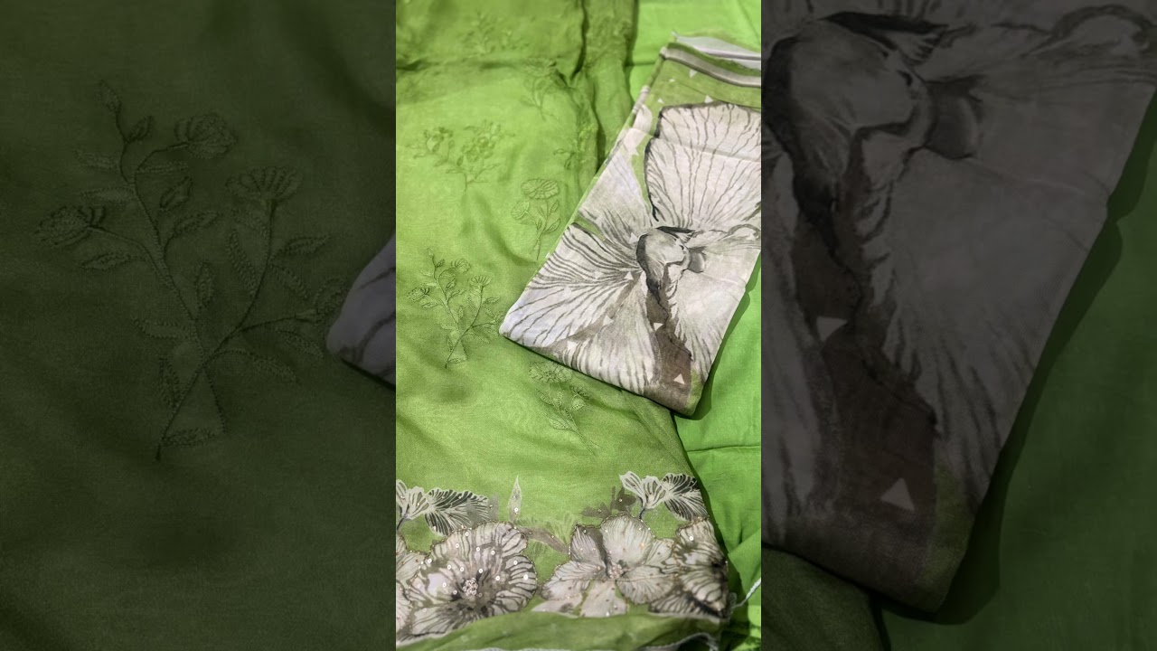 Shirt barberry embroidery.                    Bottom natural crepe Duppata barberry printed full