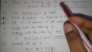 Number theory : Steps to find the solution of x in linear congruence