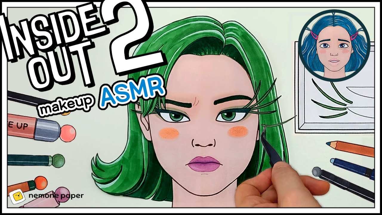 [💸paperdiy💸] Inside Out Makeup ASMR : Transform into Disgust & Envy 인사이드아웃2 메이크업 🔇No music 종이놀이