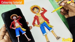Anime drawing Luffy, Colouring with me step-by-step in luffy, anime lover's, Sketch pens screenshot 4