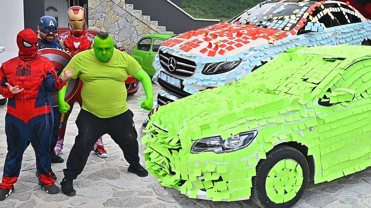 Superheroes Sticky Notes Cars - YouTube