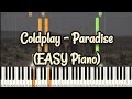 Coldplay - Paradise (Simple Piano, Piano Tutorial) Sheet