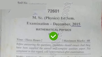 2015 Mdu MSc Physics 1st Sem Mathematical Physics Question Paper