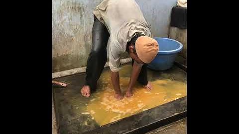 Myrobalan Bath One Step in Process of Ajrak Block Printing