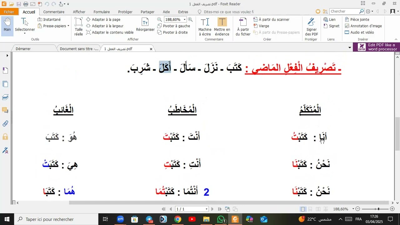 Conjuguer au passé en arabe – Explication rapide