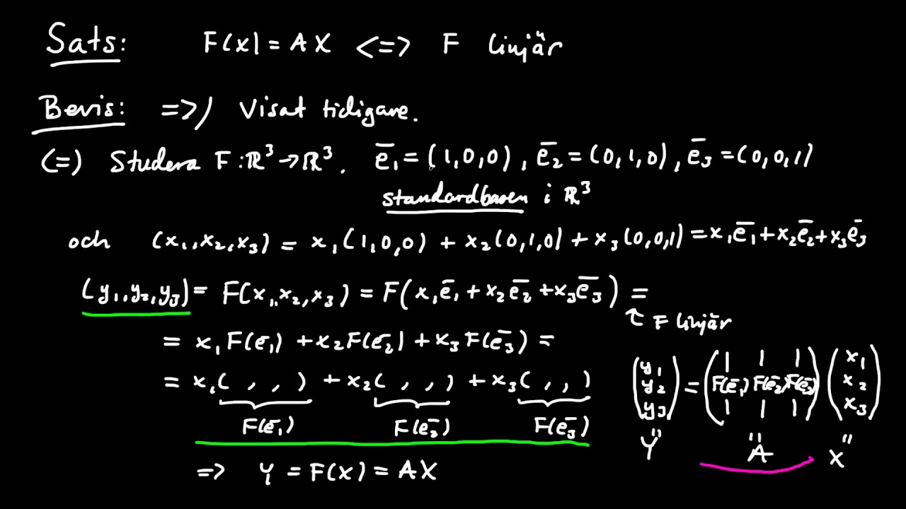 Linjära avbildningar del 4 - sats för avbildningsmatris