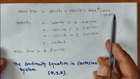 Continuity equation in Cartesian cordinate system (XYZ)