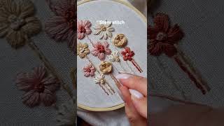 Stem stitch quick tutorial🌸 Nursery flowers embroidery🌸 #embroidery #tutorial #diy #handmade #craft