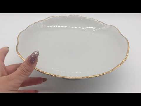 Ваза для фруктов Юбилейная Отводка золотом Дулевский фарфор Видеообзор