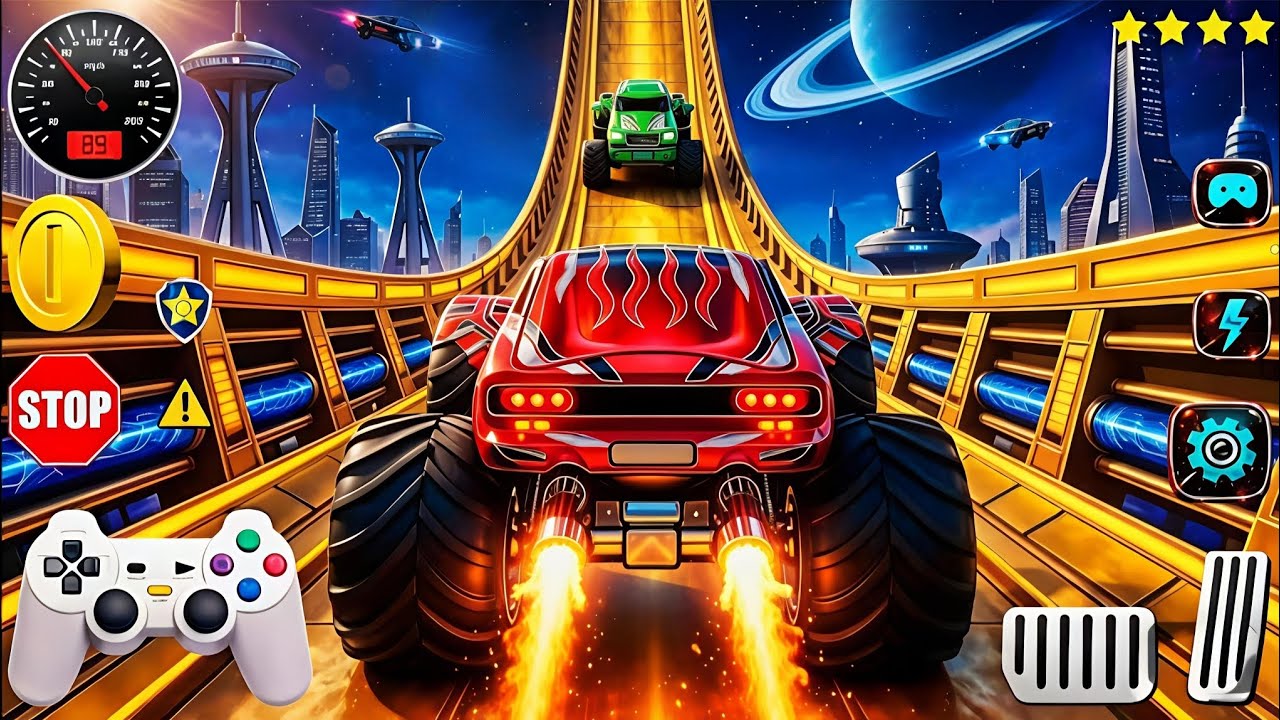 🚨Monster Truck Mega Ramp Extreme Racing Mega Ramp Extreme stunts 💥 Insane Crash Stunts (part 19)