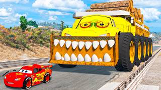 Full Giant LOGS DUMP TRUCK McQueen Eater VS Cars Lightning McQueen Escape Monster Beamng Drive #12 News