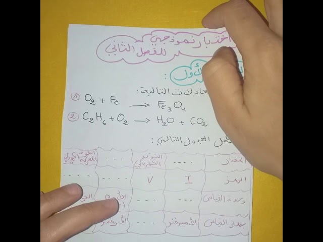 **إختبار نموذجي للمراجعة للفصل الثاني** فيزياء 3 متوسط