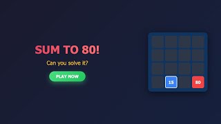 Fun Sum to 80! #riddle #game #games #puzzle #funny #puzzlegame #gridgame #braingames #brainteaser