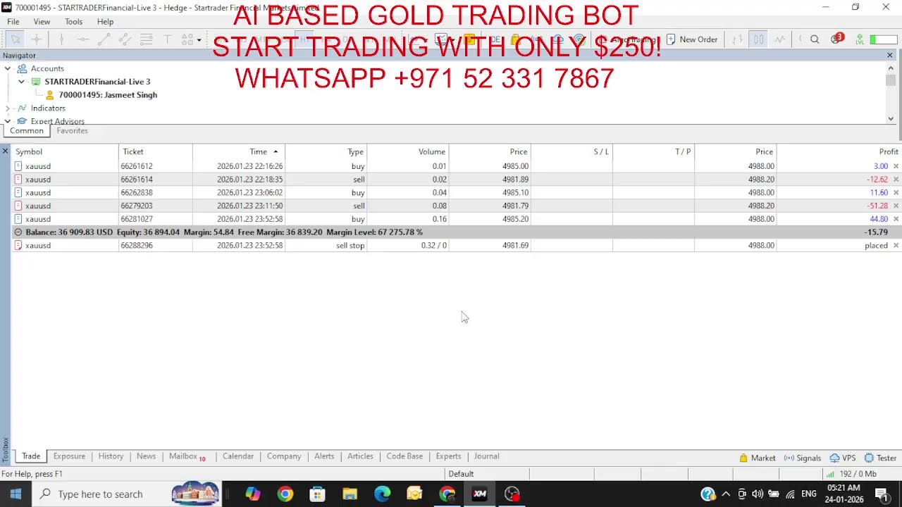 Gold Auto Trading Bot - Live account