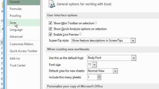 Setting Excel 2013 Options