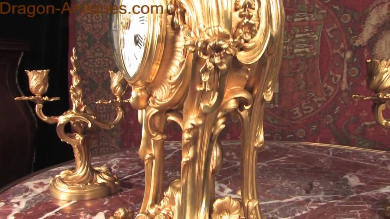 Rococo Antique French Balloon Shaped Clock Set YouTube