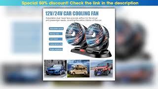 Must Buy 12V\/24V Car Dual-Head Fan 2 Speeds Wind 360° Rotatable Vehicle Cooling Fan USB Cigarette L