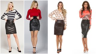 Leather Latex mini skirt for office and corporate wears/tit leather skirt