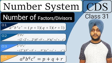 CDS 2023 Number System  - Number of Factors/Divisors || Part 5 || Class 31 || by Balwinder Singh