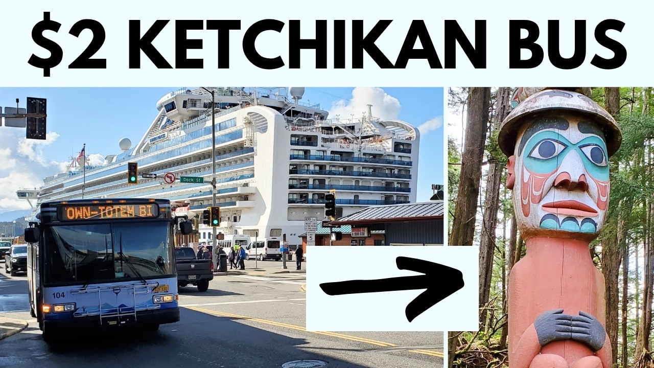 Ketchikan cruise port to Totem Bight state park by bus (Totem poles in Alaska)