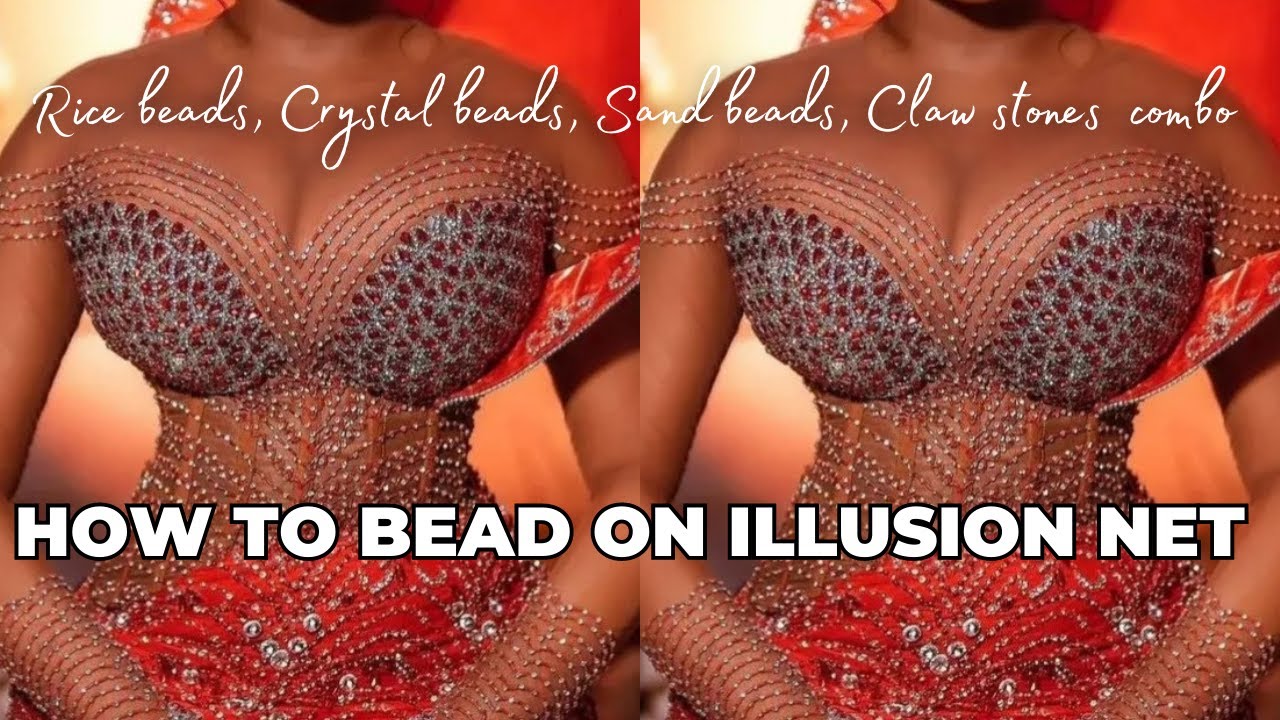 HOW TO BEAD BESPOKE LUXURY EVENING DRESSES | 3 BEADING PATTERNS FOR ILLUSION NET | MONETIZE BEADING