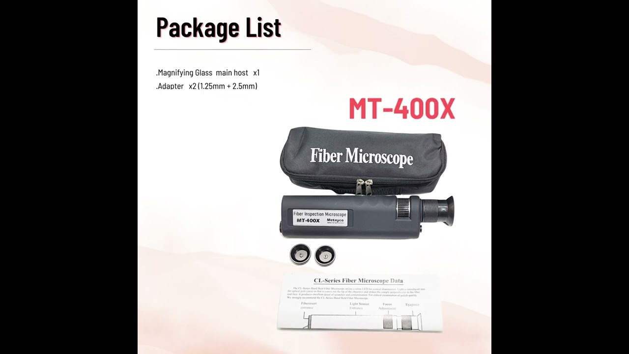 Mini MT-400Xi/200Xi 400X/200X Fiber Inspection Optical Microscope and 1.25&2.5 SC/LC SMA905 Adapters