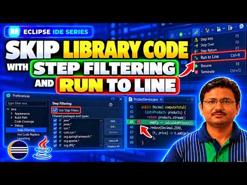 Skip Library Code with Step Filtering and Run to Line in Eclipse