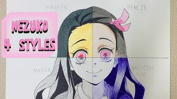 Drawing Kamado Nezuko In 4 Different Styles drawing anime characters 鬼滅の刃