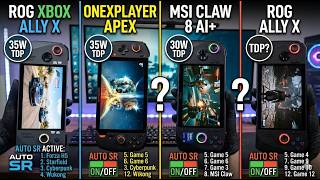 Rog Xbox Ally X 35W Vs OneXPlayer Apex 35W Vs Msi Claw 8 Ai 30W Vs Rog Ally X | 12 Game Test Auto SR