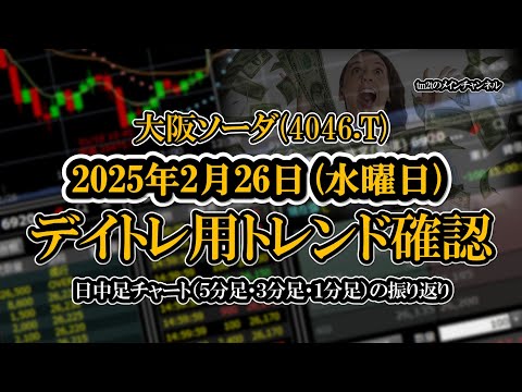 2025-02-26 ：大阪ソーダ(4046.T)　日中足株価チャート（５分足・３分足・１分足）