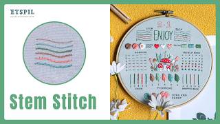 Stem Stitch Embroidery for Beginners | Step-by-Step Tutorial丨ETSPIL
