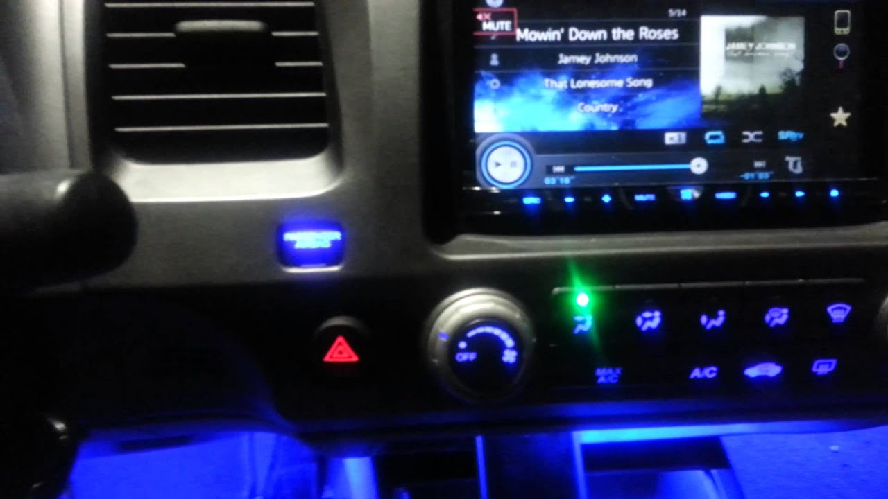2009 honda civic complete interior blue led's conv - YouTube