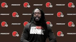 Browns DE Jadeveon Clowney on finding an athletic freak twin in Myles Garrett.