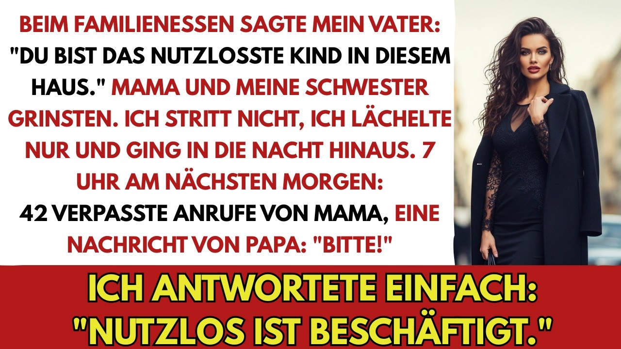 „Du bist das nutzloseste Kind in diesem Haus, Anna“, sagte mein Vater und knallte seine Gabel auf den Tisch. Ich war an diesem Abend nach Grünwald gefahren, um meine Beförderung und meine...