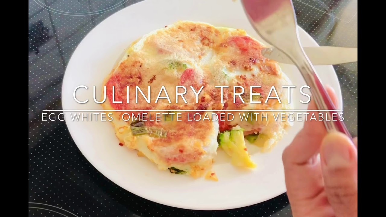 Egg Whites Omelette loaded with Vegetables. No Oil or butter required