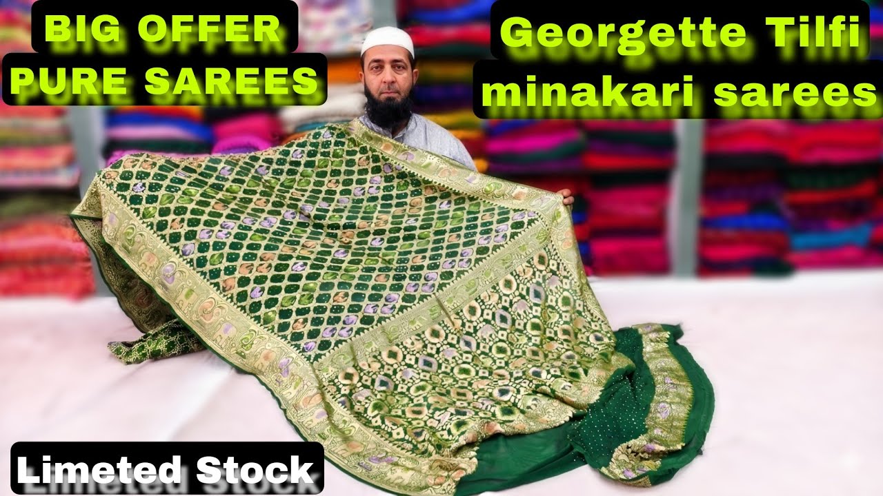 Pure Georgette Meenakari Sarees New Collection Wholesale Price Sale #offer #pure #trending #bandhani