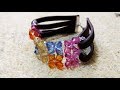 Pulsera o brazalete primaveral de Cuero con Cristales - Fácil de hacer