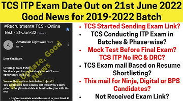 TCS ITP Exam Scheduled on 21st June 2022⚡ TCS Hiring Official Exam Date Out? Not Received Exam Link?