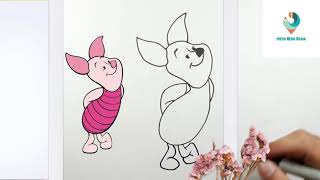 تعليم رسم فجلة في كارتون ويني الدبدوب || How to Draw Piglet || Winnie‑the‑Pooh رسم شخصية فجلة