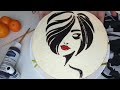 Cake with a pattern  drawing on the cake  how to make any drawing on the cream