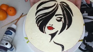 Cake with a pattern // Drawing on the cake.  How to make any drawing on the cream. screenshot 4