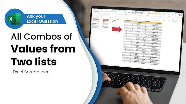 Create all possible combinations of two lists of values in Excel