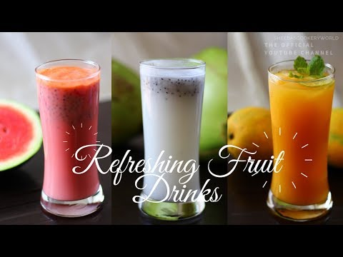 Refreshing Fruit Drinks Recipe Video | Watermelon Cooler | Mango Lemonade | Tender Coconut Juice