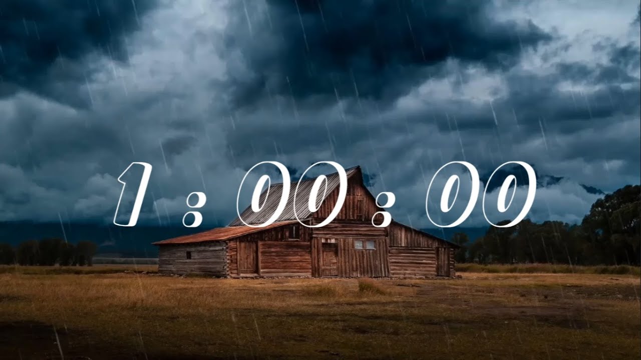 1 Hour White Noise Rain and Thunder timer with Alarm - YouTube