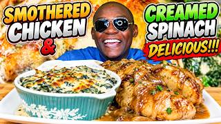Smothered Chicken & Creamed Spinach....This Was Delicious!!!