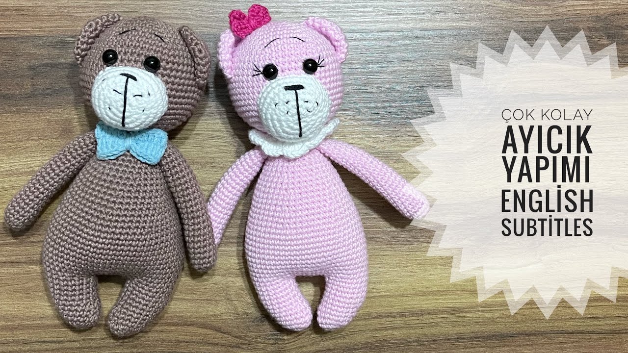 Amigurumi Ayıcık Yapımı 1/3 English Subtitles (kafa,burun,kulak) #amigurumibear #amigurumiayıcık