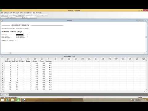 Minitab 17.0   Stat   DOE   Factorial   Create Factorial Design